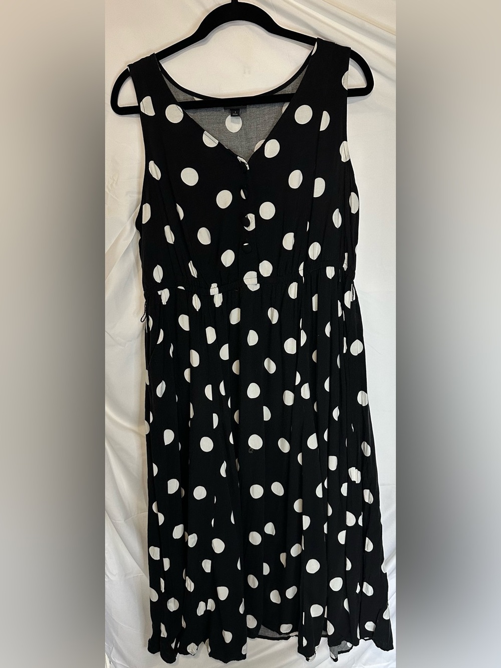 Torrid Retro Black Polka Dot Midi Dress - Classic White Dot Print size 1 (14/16)